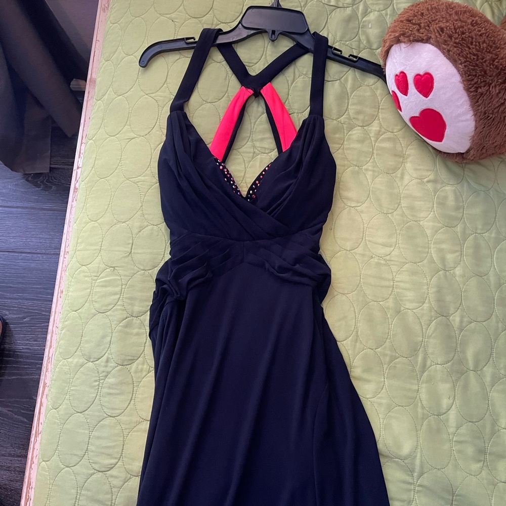 Backless dress with a slit